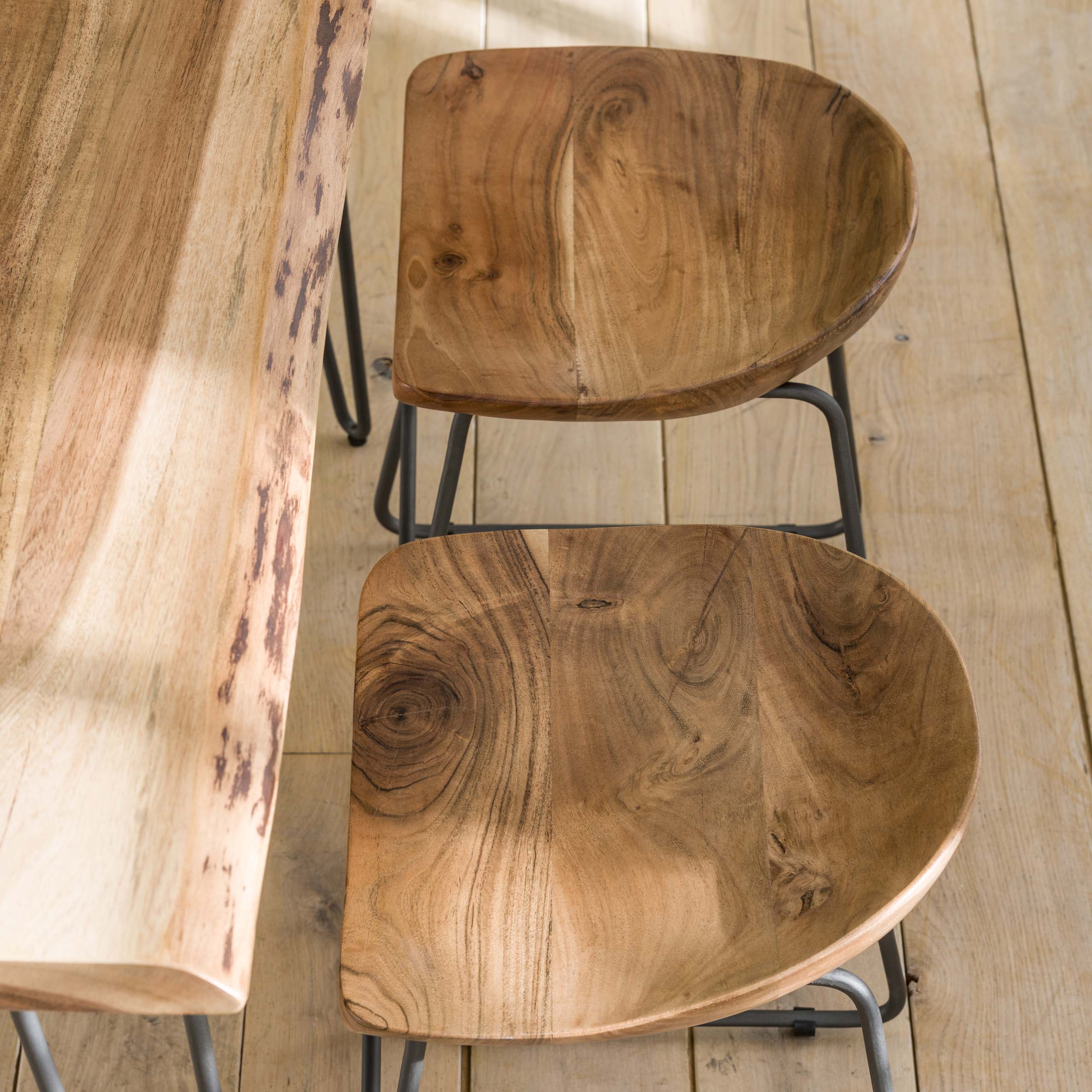 Kruk Ergo | 2-stuks | Massief acacia naturel