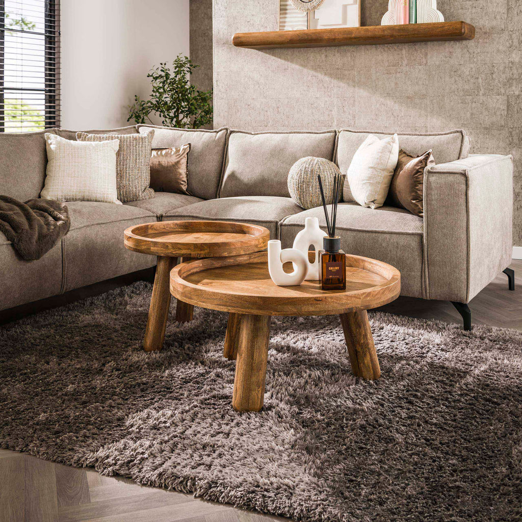 Salontafel Tripod | Set van 2 | Massief mango zand