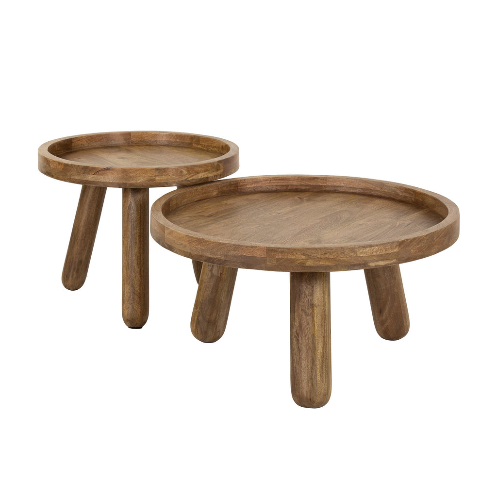 Salontafel Tripod | Set van 2 | Massief mango zand