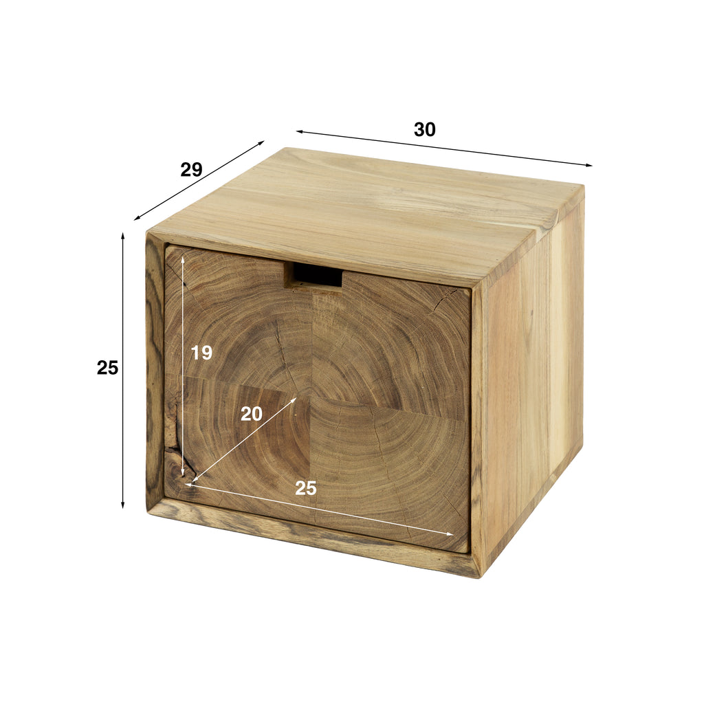 Nachtkastje Block | Zwevend | 1 Lade | Massief acacia