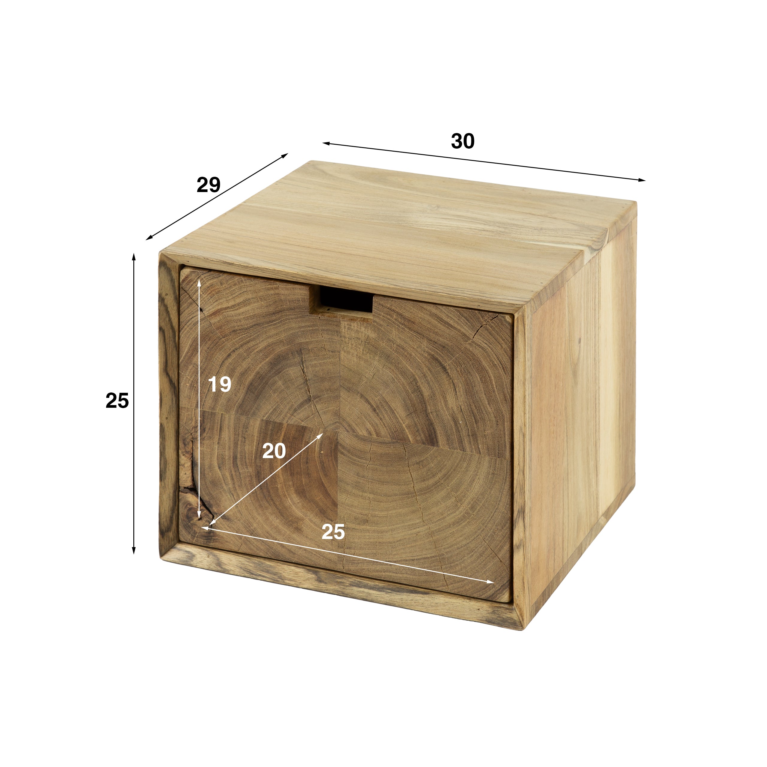 Nachtkastje Block | Zwevend | 1 Lade | Massief acacia