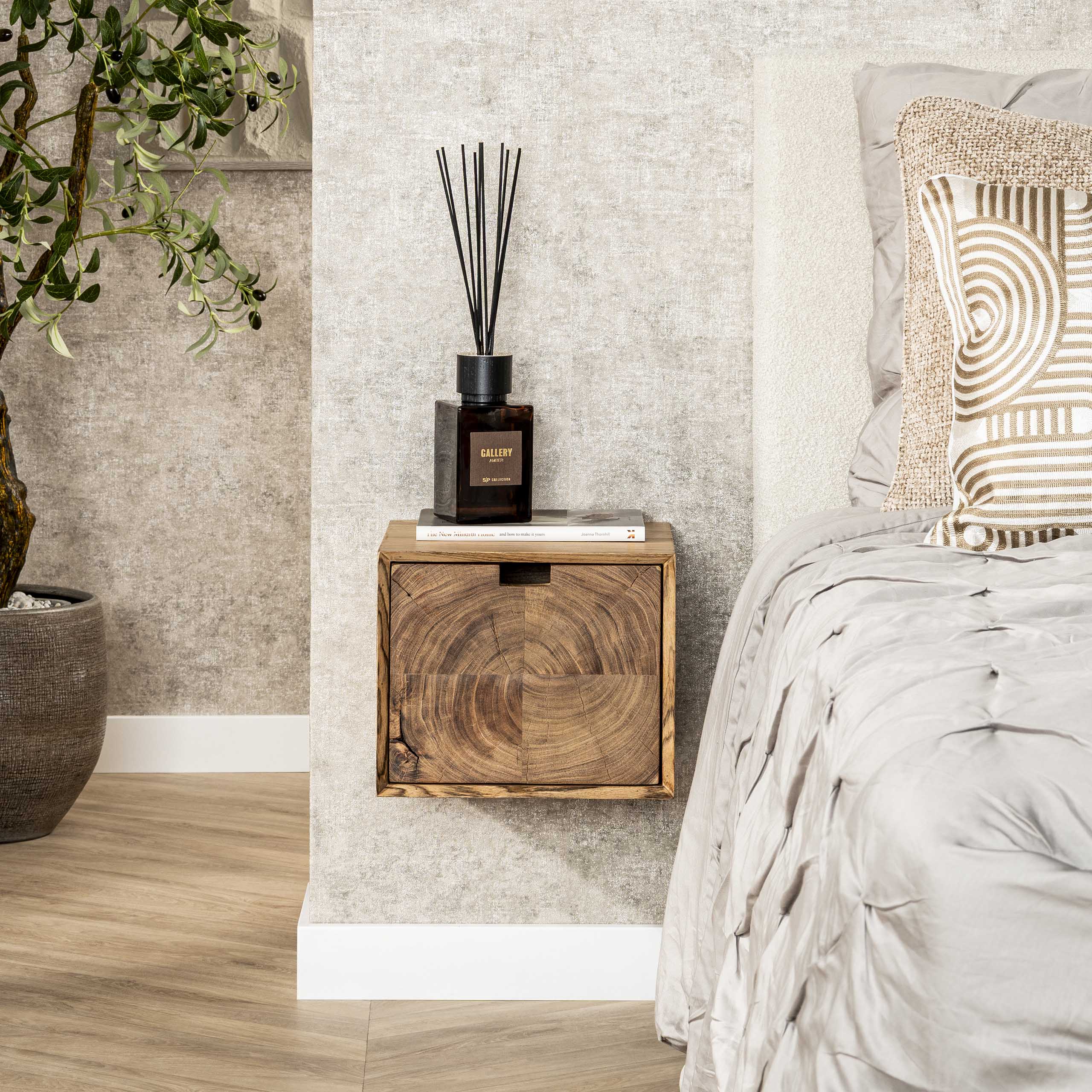 Nachtkastje Block | Zwevend | 1 Lade | Massief acacia