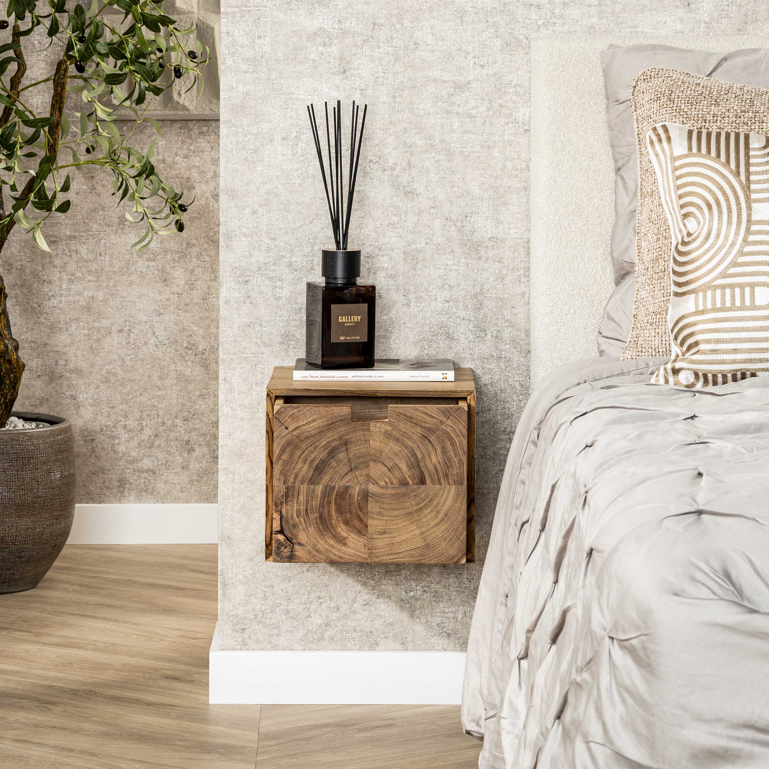 Nachtkastje Block | Zwevend | 1 Lade | Massief acacia