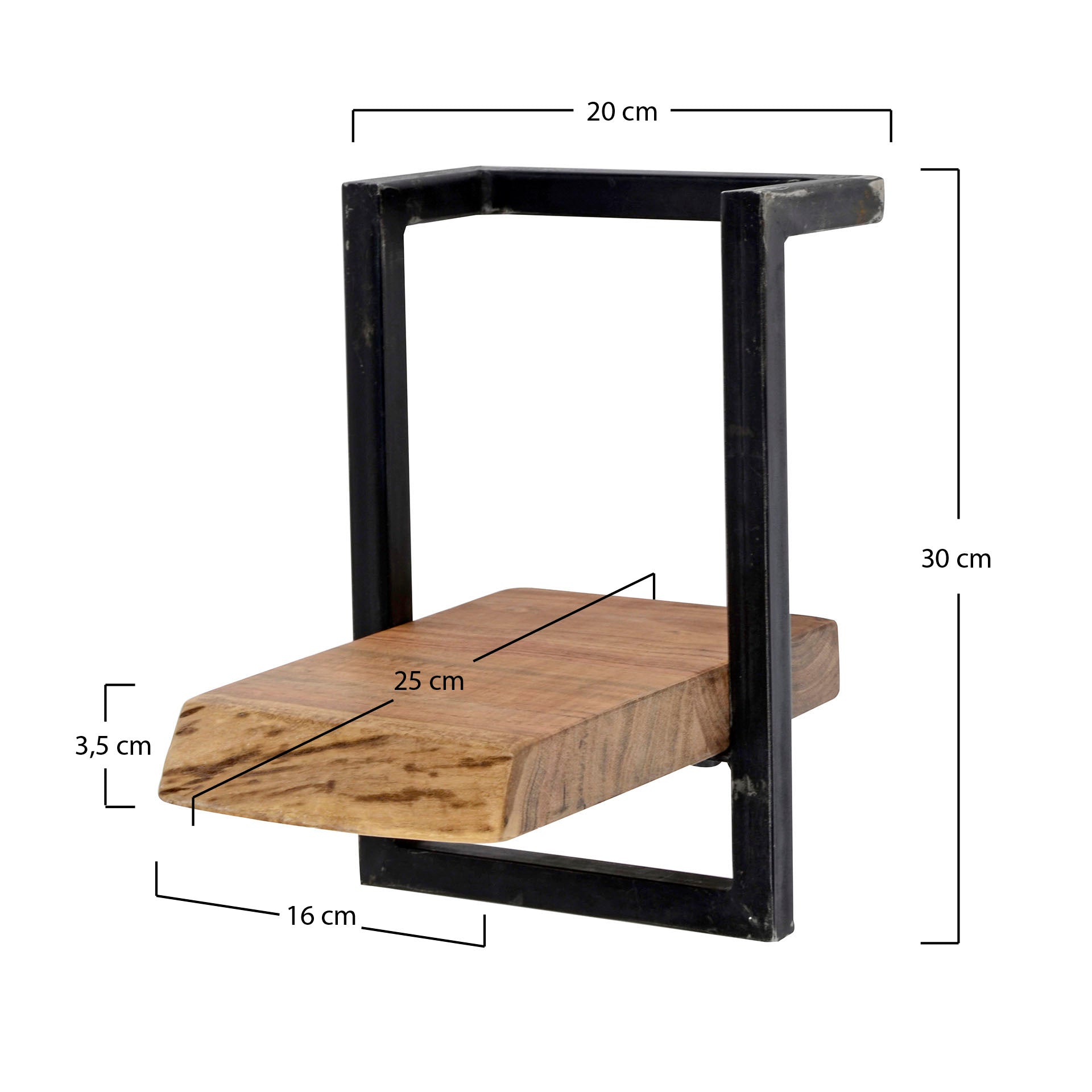 Wandplank Edge Frame | 20 cm | Massief acacia