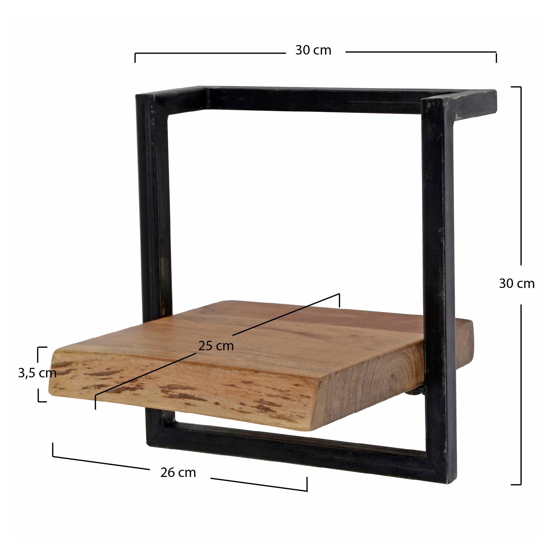 Wandplank Edge Frame | 30 cm | Massief acacia