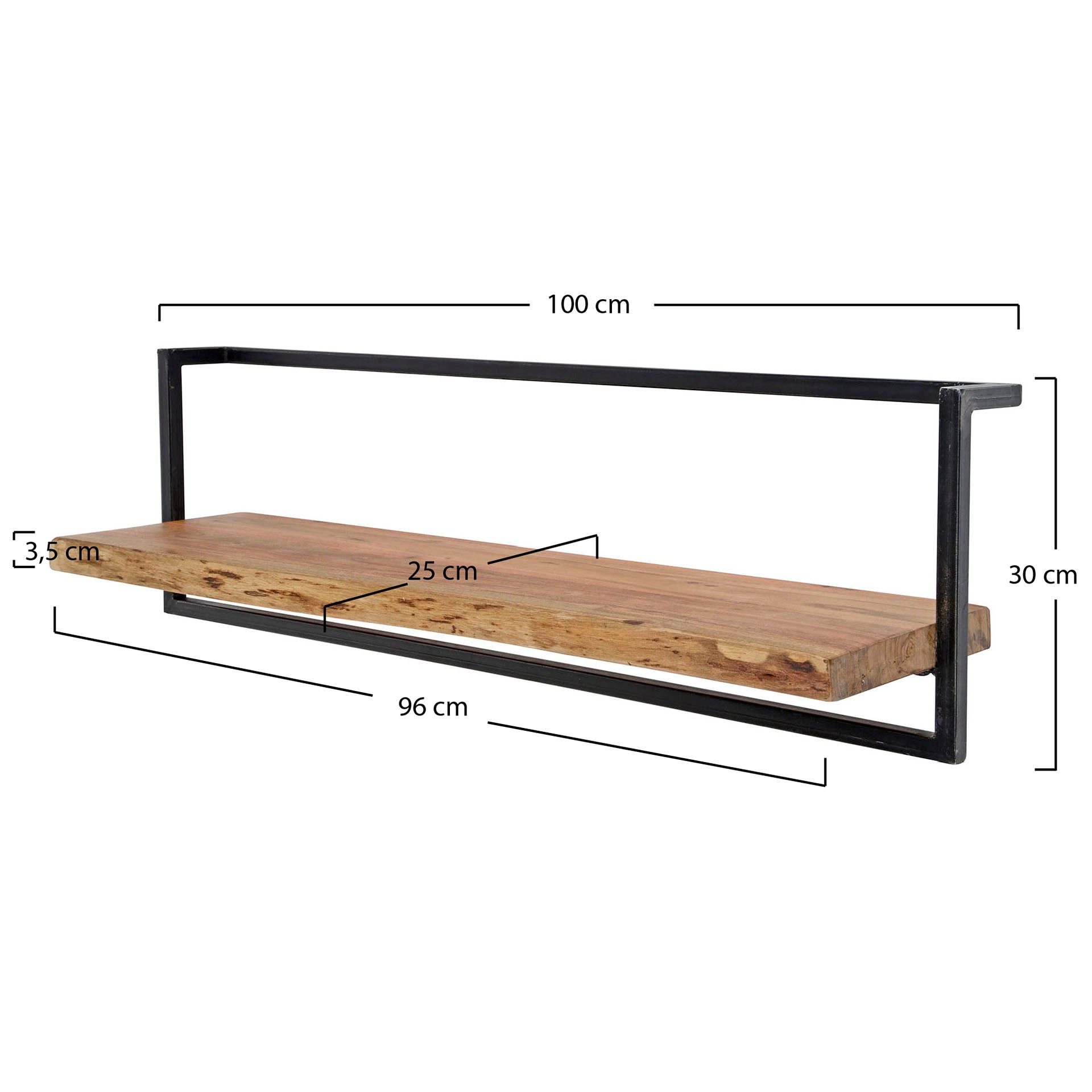 Wandplank Edge Frame | 100 cm | Massief acacia