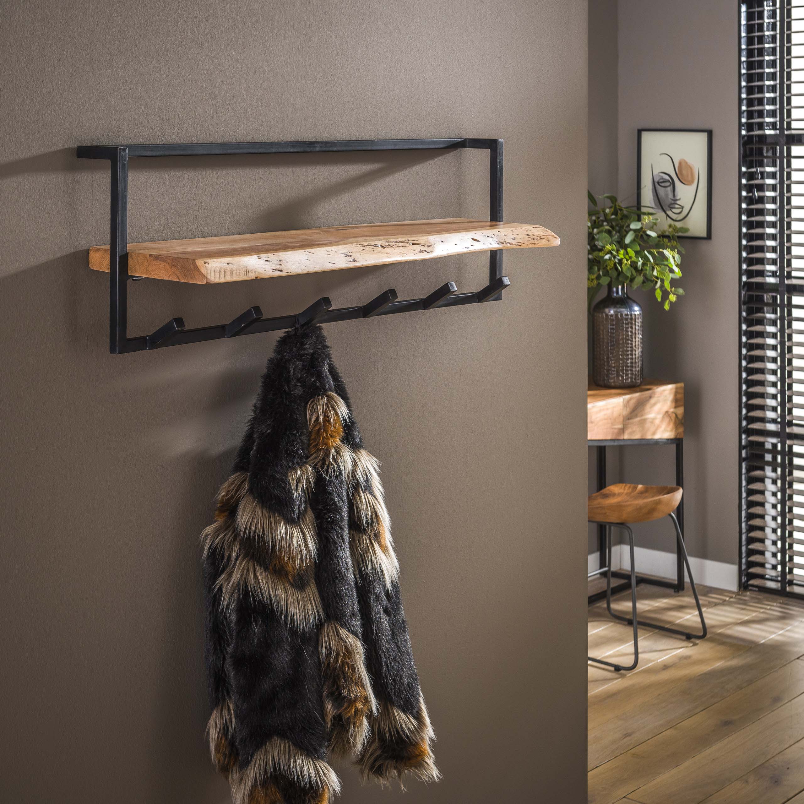 Kapstok Air Solid | Hoedenplank | 6 Haken Acacia
