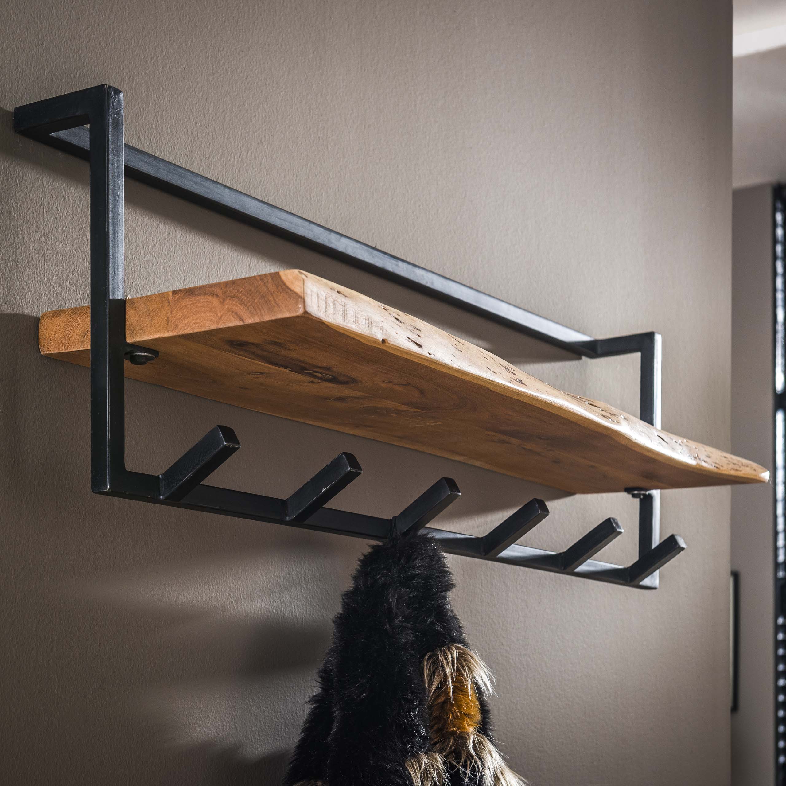 Kapstok Air Solid | Hoedenplank | 6 Haken Acacia