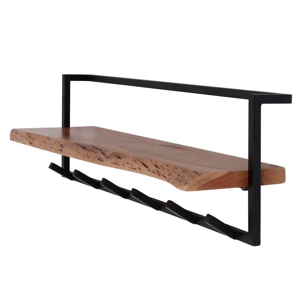 Kapstok Air Solid | Hoedenplank | 6 Haken Acacia