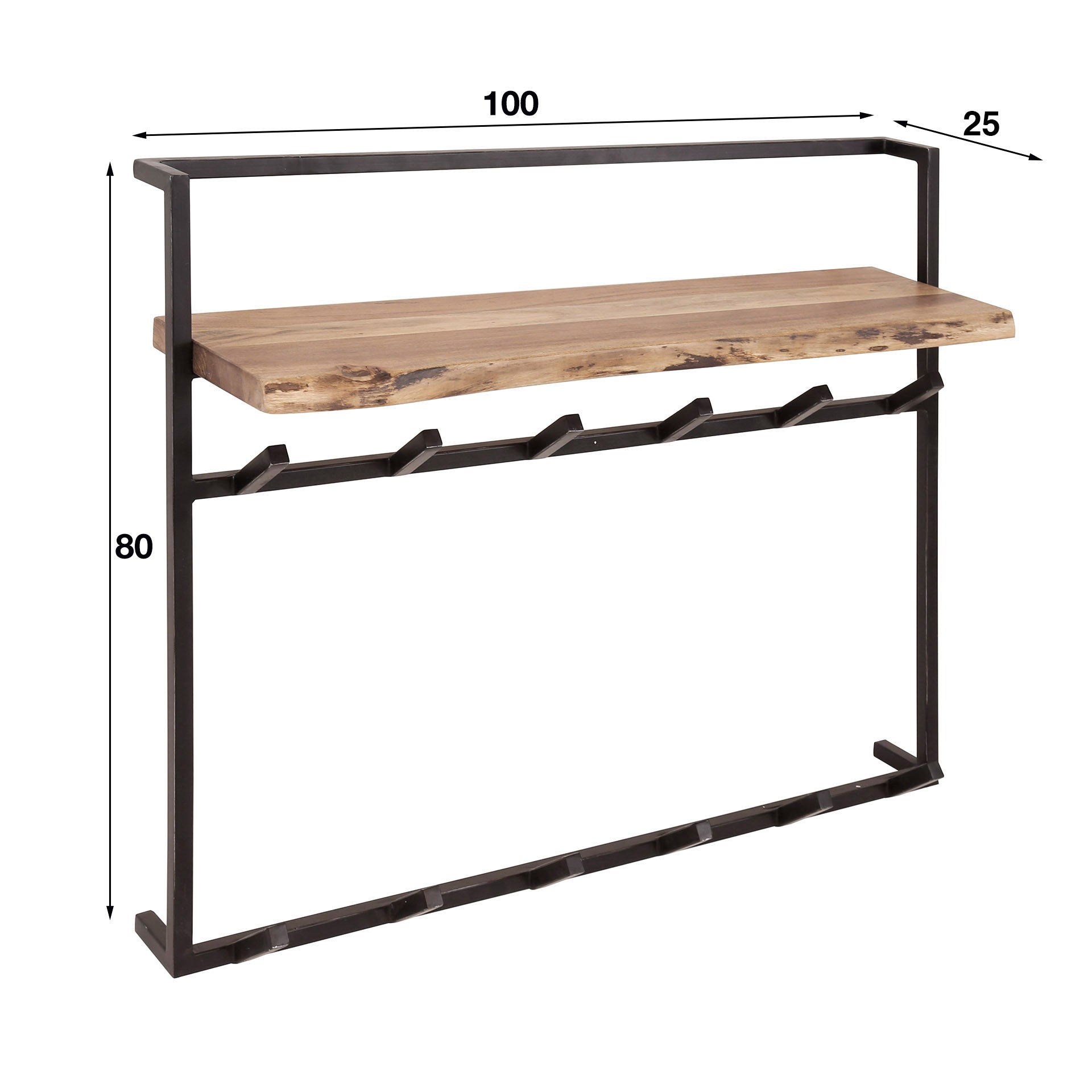 Kapstok Air Solid | Hoedenplank | 2x6 haken | Acacia
