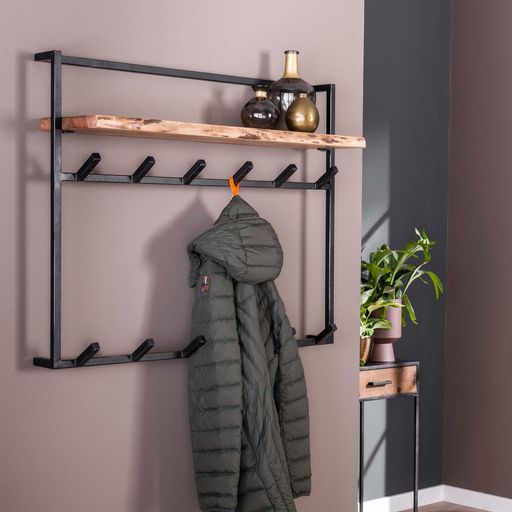 Kapstok Air Solid | Hoedenplank | 2x6 haken | Acacia