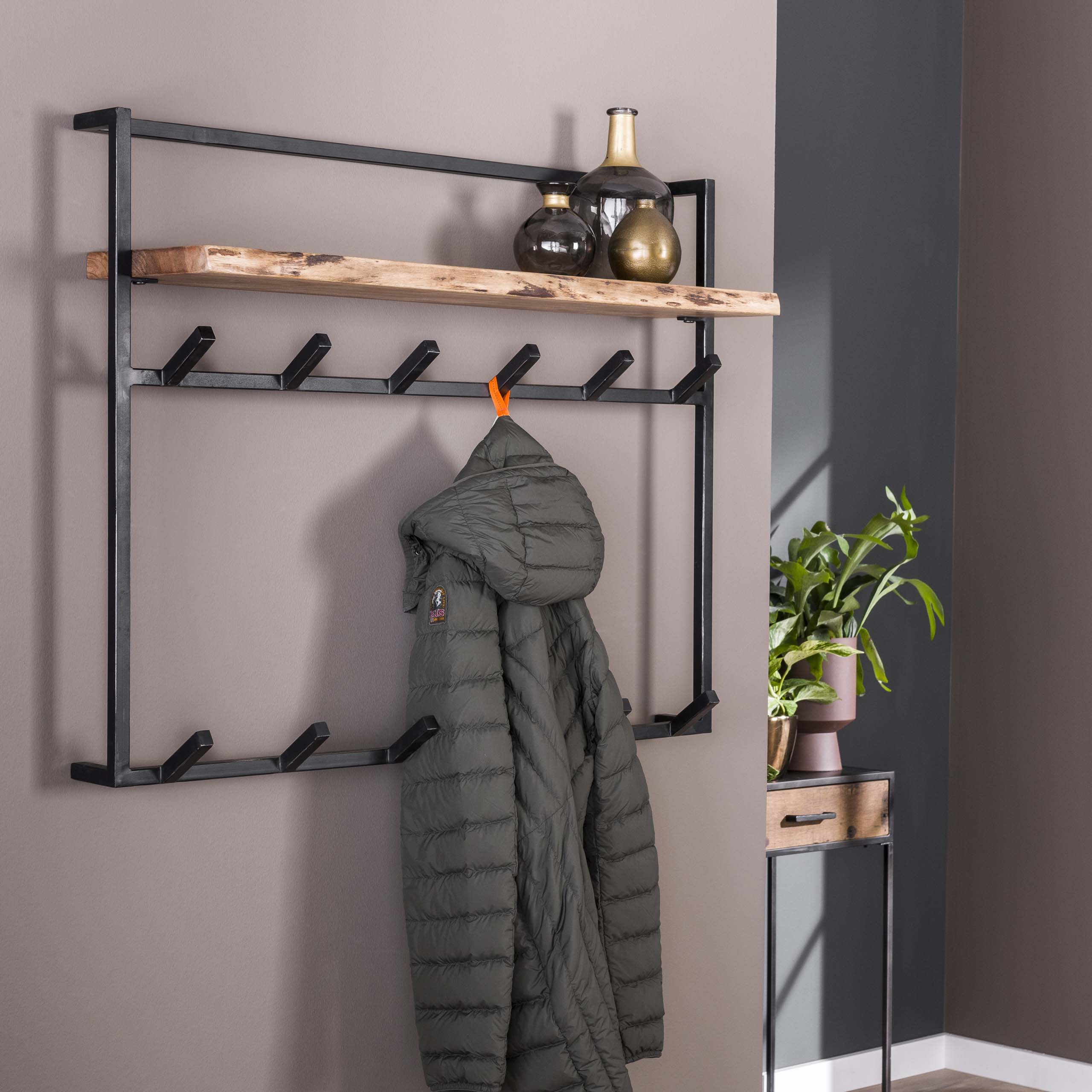 Kapstok Air Solid | Hoedenplank | 2x6 haken | Acacia