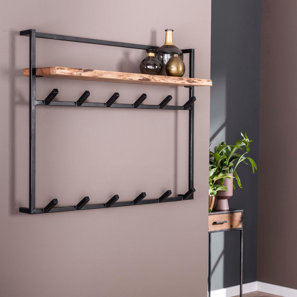 Kapstok Air Solid | Hoedenplank | 2x6 haken | Acacia