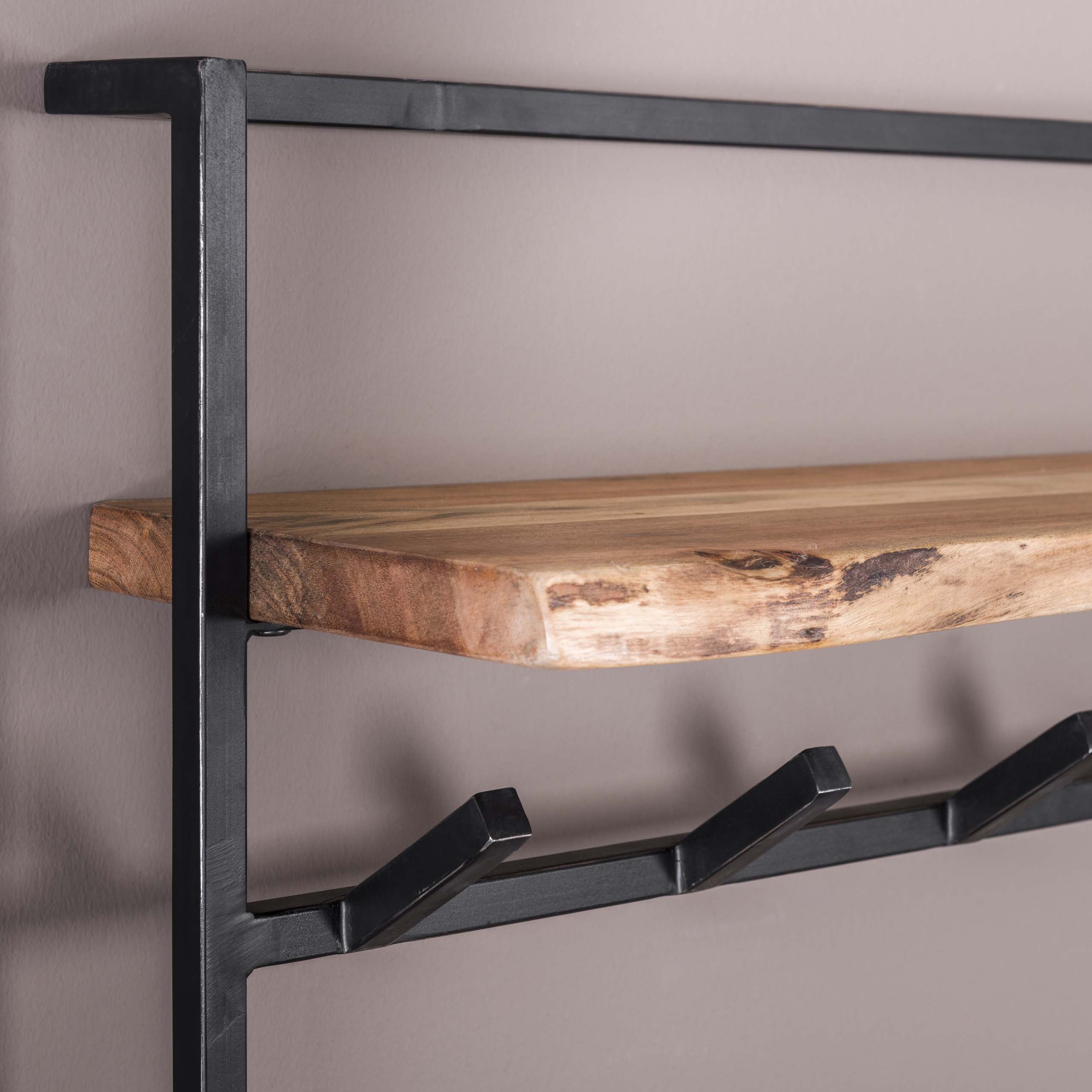 Kapstok Air Solid | Hoedenplank | 2x6 haken | Acacia
