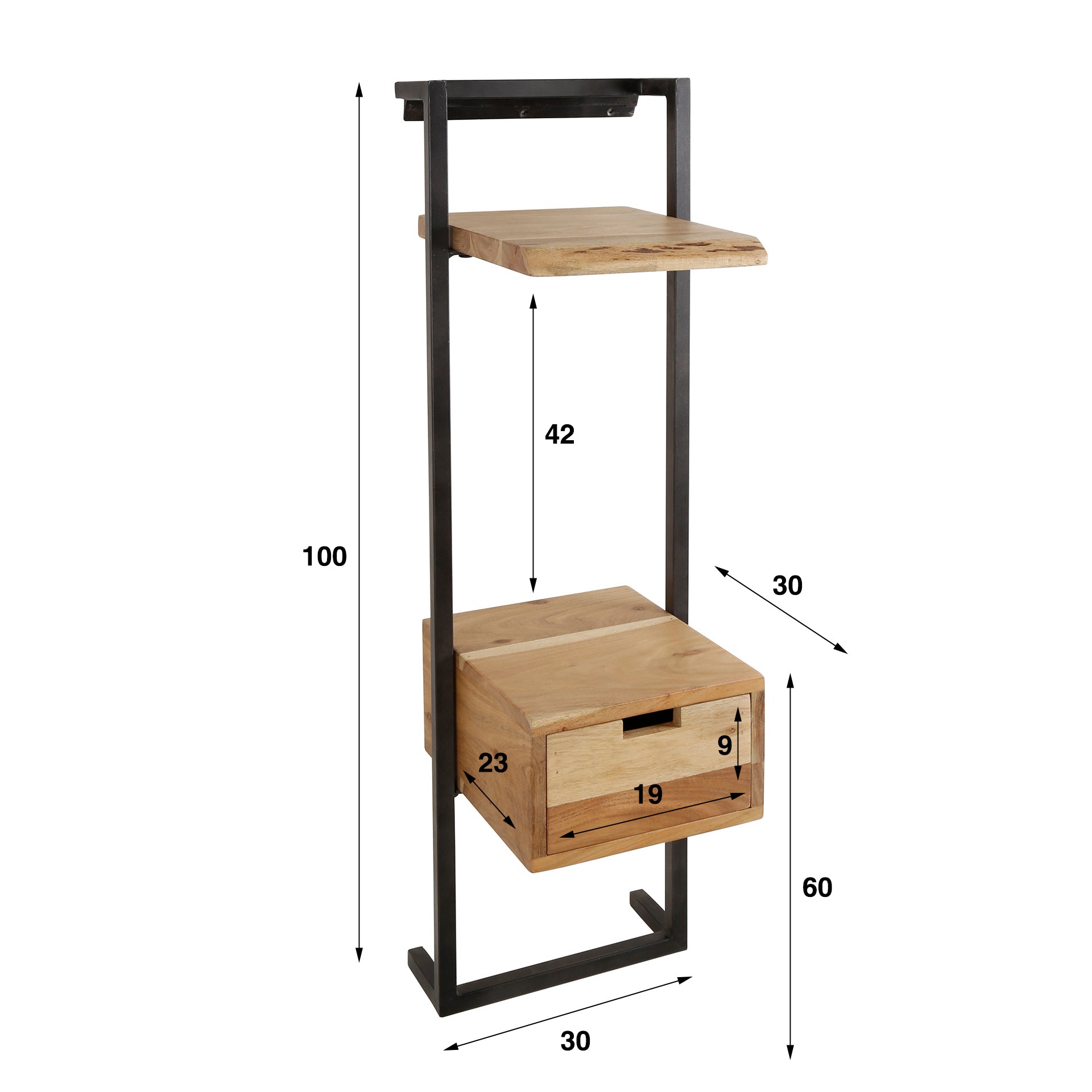 Nachtkastje Air Solid XS | 1 Lade | Massief acacia