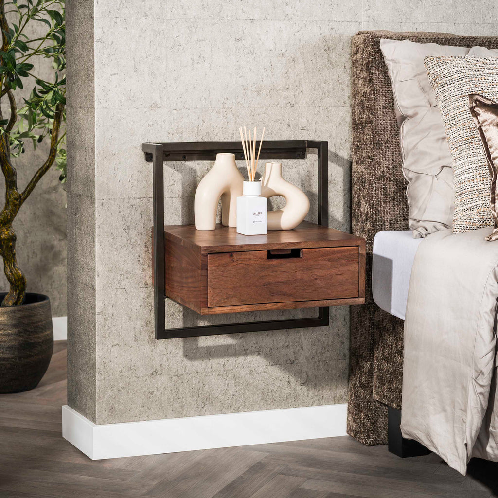 Nachtkastje Air Solid | 1 Lade | Massief acacia bruin