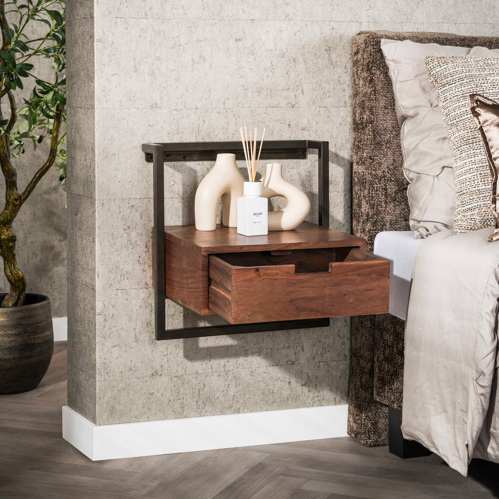 Nachtkastje Air Solid | 1 Lade | Massief acacia bruin