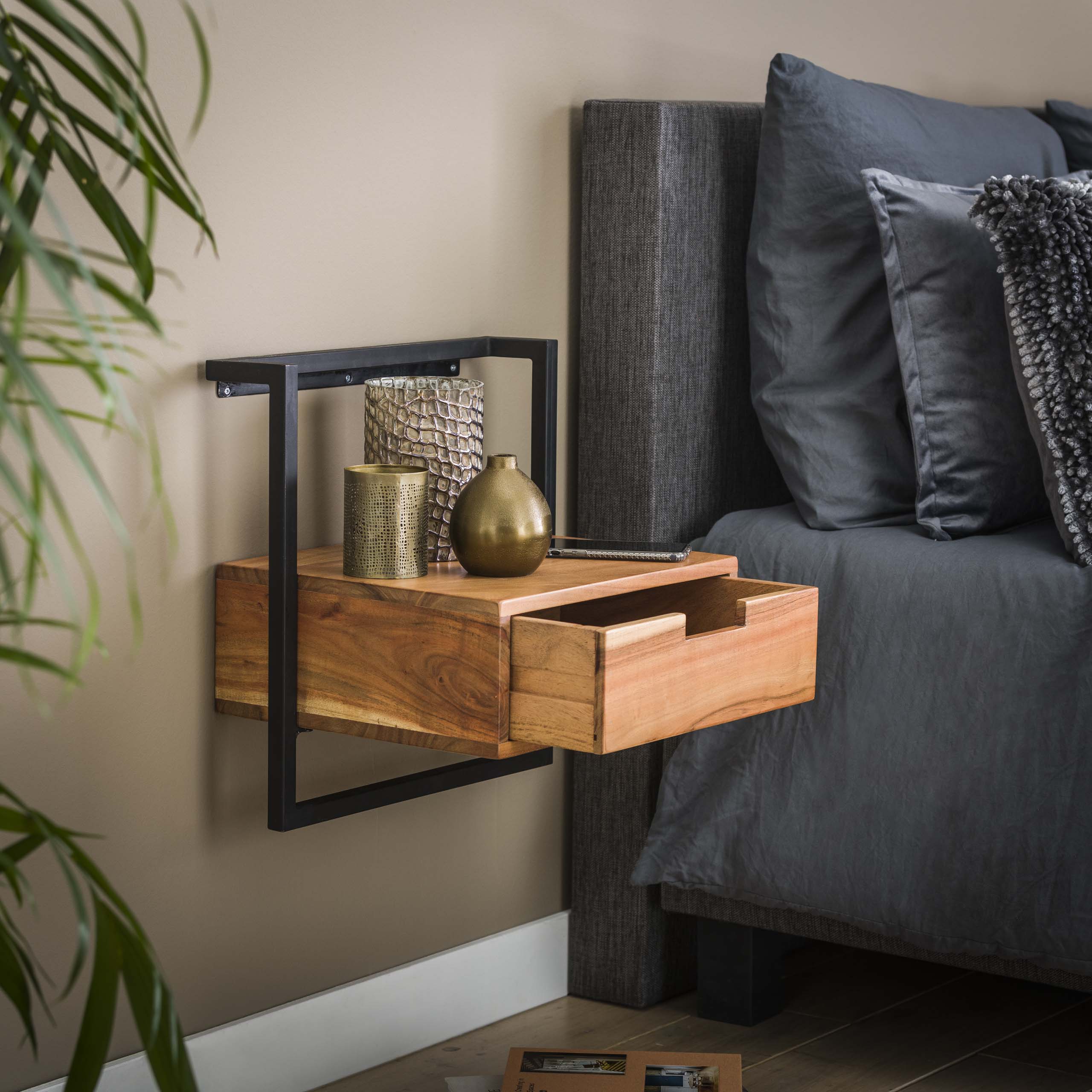 Nachtkastje Air Solid | 1 Lade | Massief acacia
