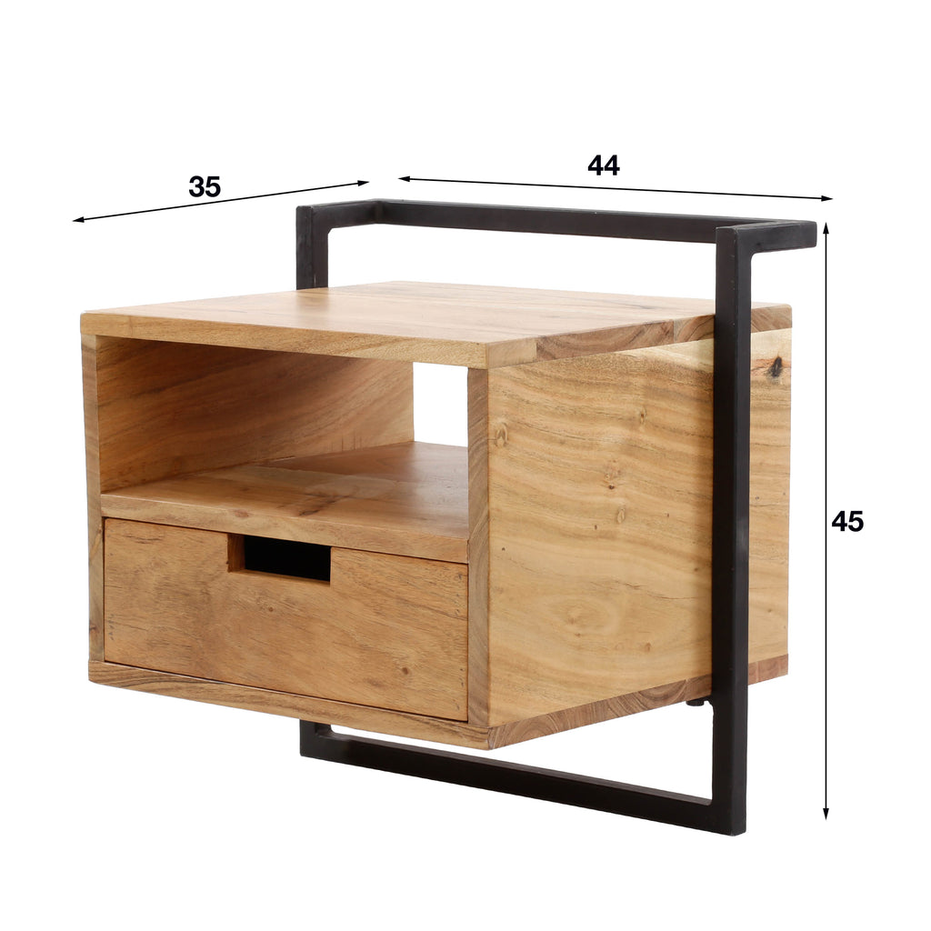 Nachtkastje Air Solid | 1 Lade | Massief acacia