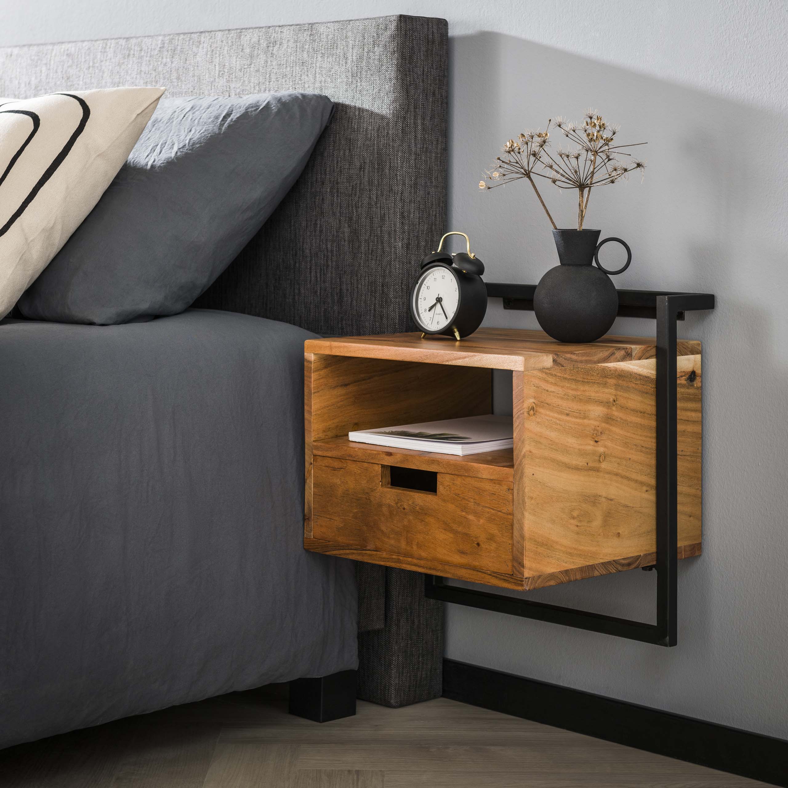 Nachtkastje Air Solid | 1 Lade | Massief acacia