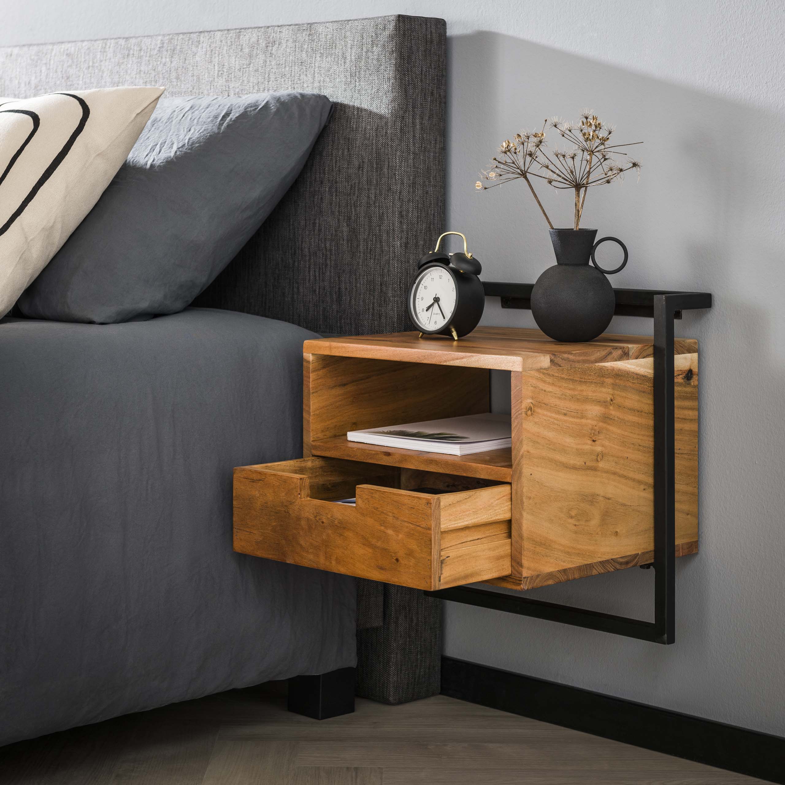 Nachtkastje Air Solid | 1 Lade | Massief acacia