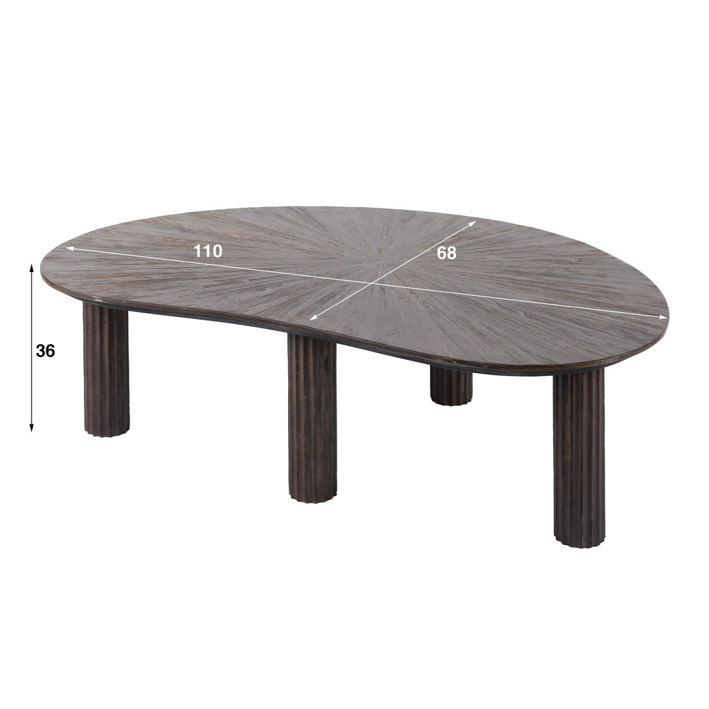 Salontafel Maya Teak | Niervormig | Massief teak espresso