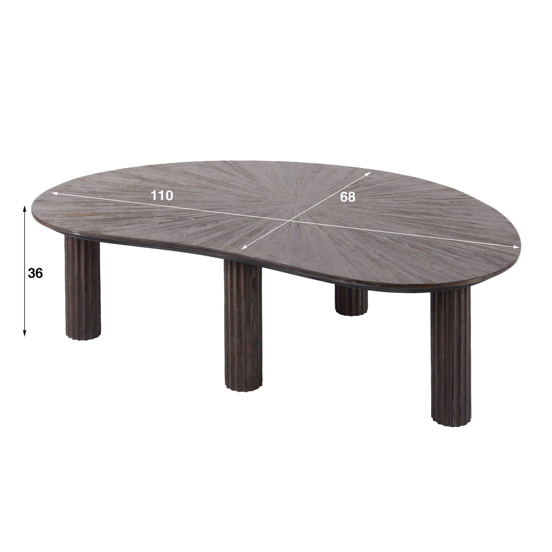 Salontafel Maya Teak | Niervormig | Massief teak espresso