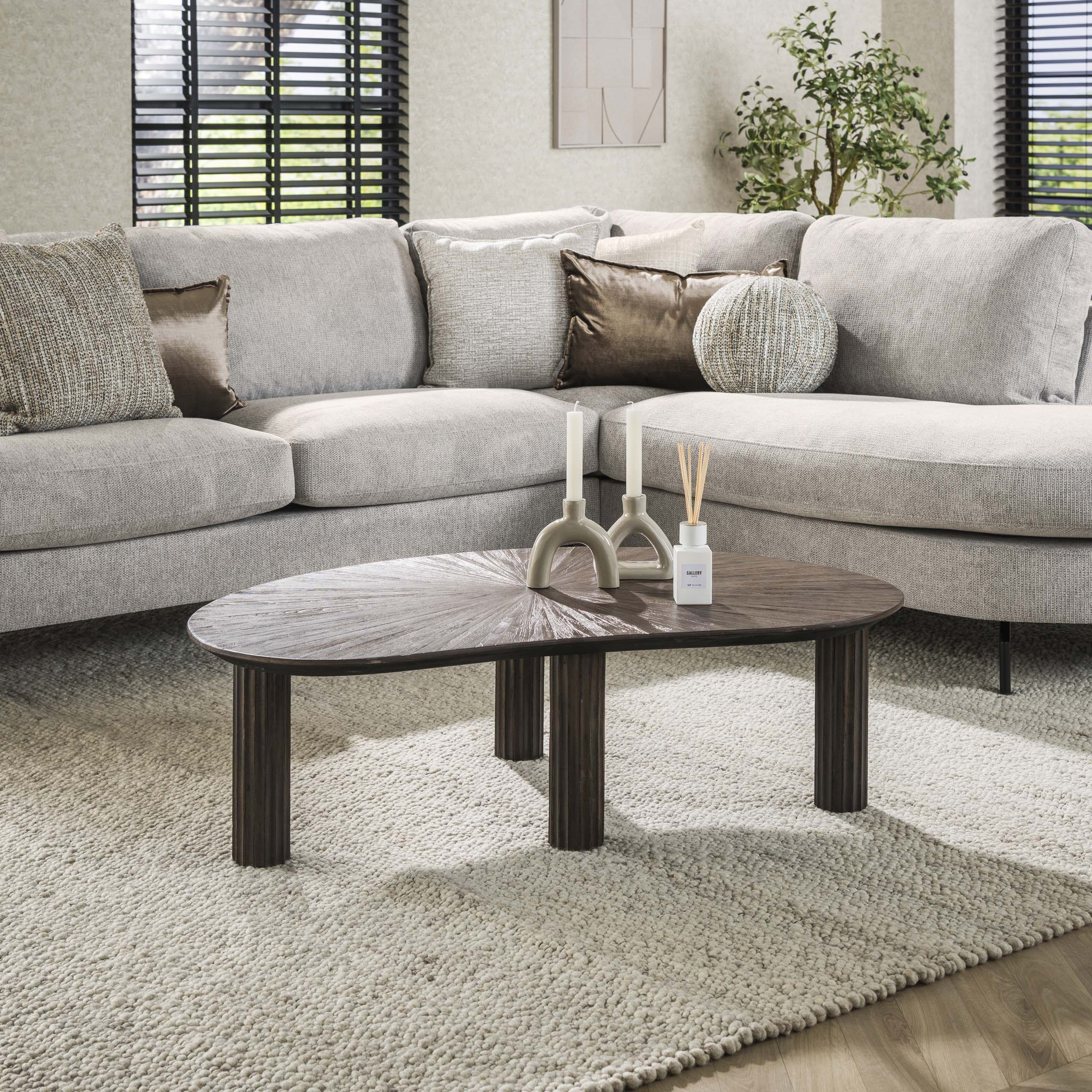 Salontafel Maya Teak | Niervormig | Massief teak espresso