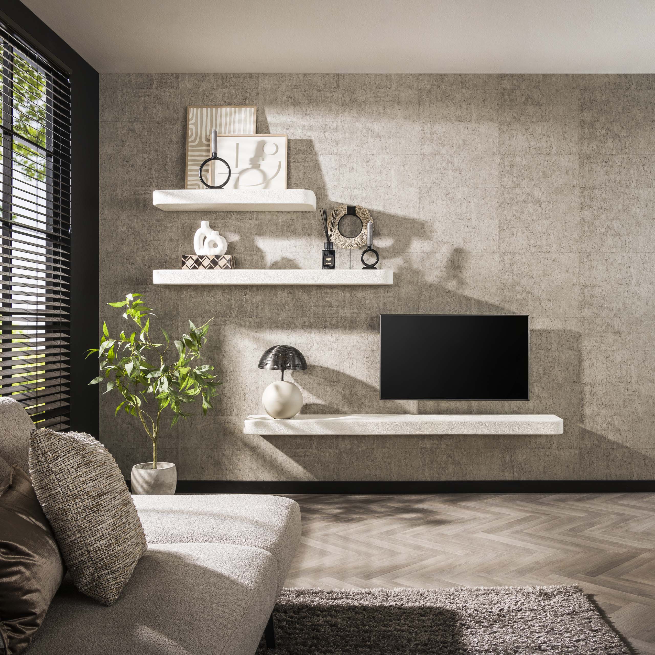 Wandplank Stone | 200 cm | Marmer composiet