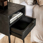 Nachtkastje Marina | 1 Lade | Massief mango zwart