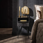 Nachtkastje Marina | 1 Lade | Massief mango zwart