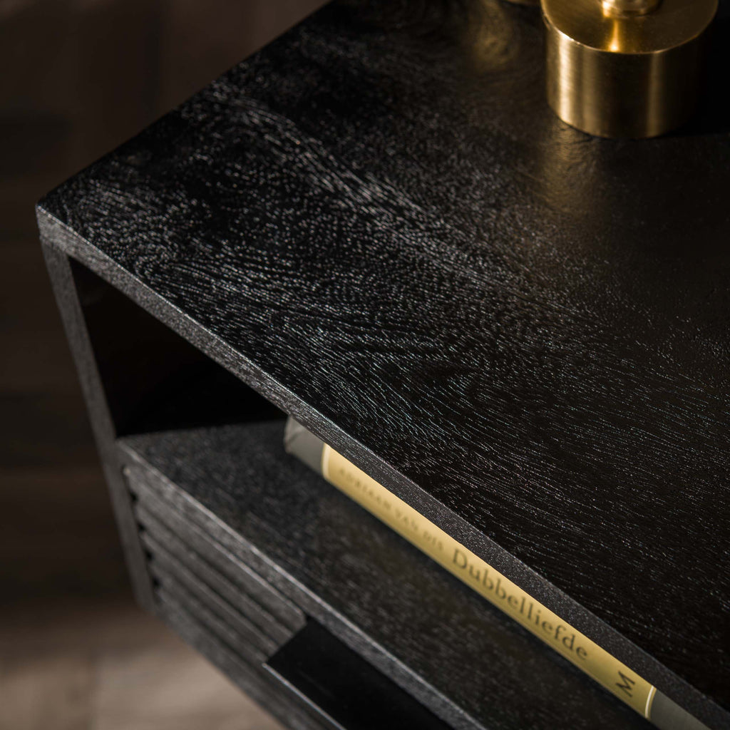 Nachtkastje Marina | 1 Lade | Massief mango zwart