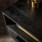 Nachtkastje Marina | 1 Lade | Massief mango zwart