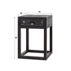 Nachtkastje Black Square | 1 Lade | Massief mangohout zwart