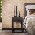 Nachtkastje Black Square | 1 Lade | Massief mangohout zwart