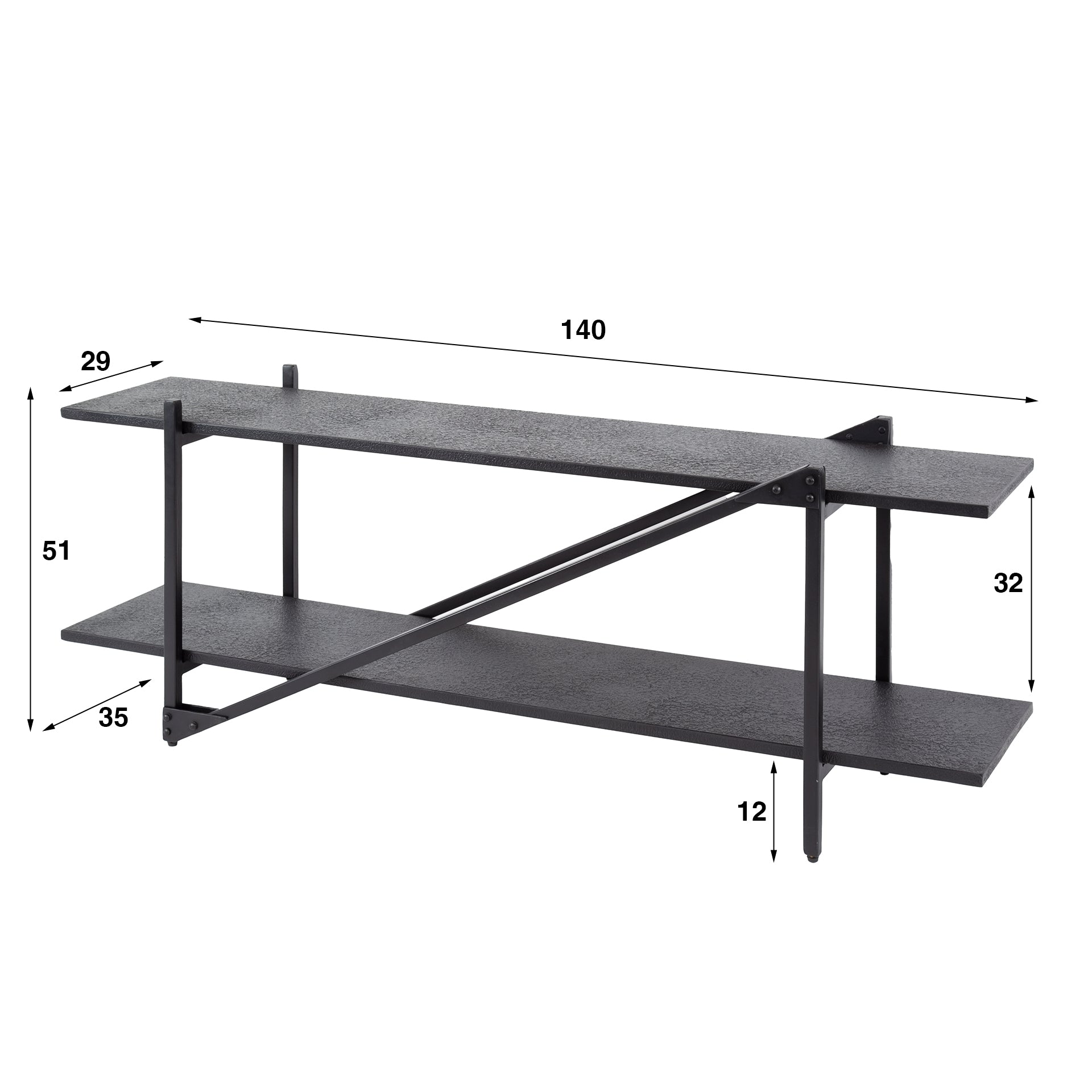 TV-meubel Piega | 140 cm | Grijs