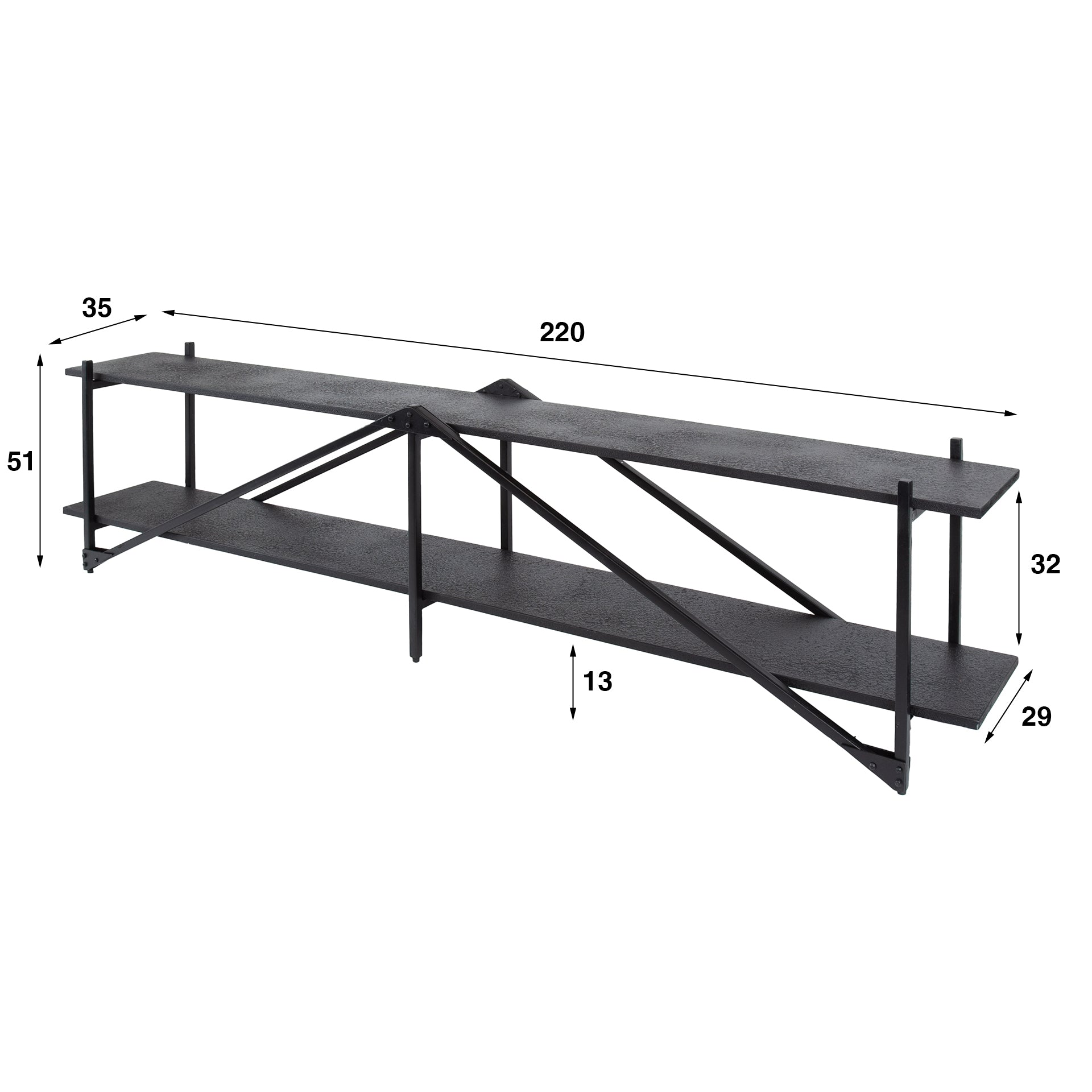 TV-meubel Piega | 220 cm | Donkergrijs