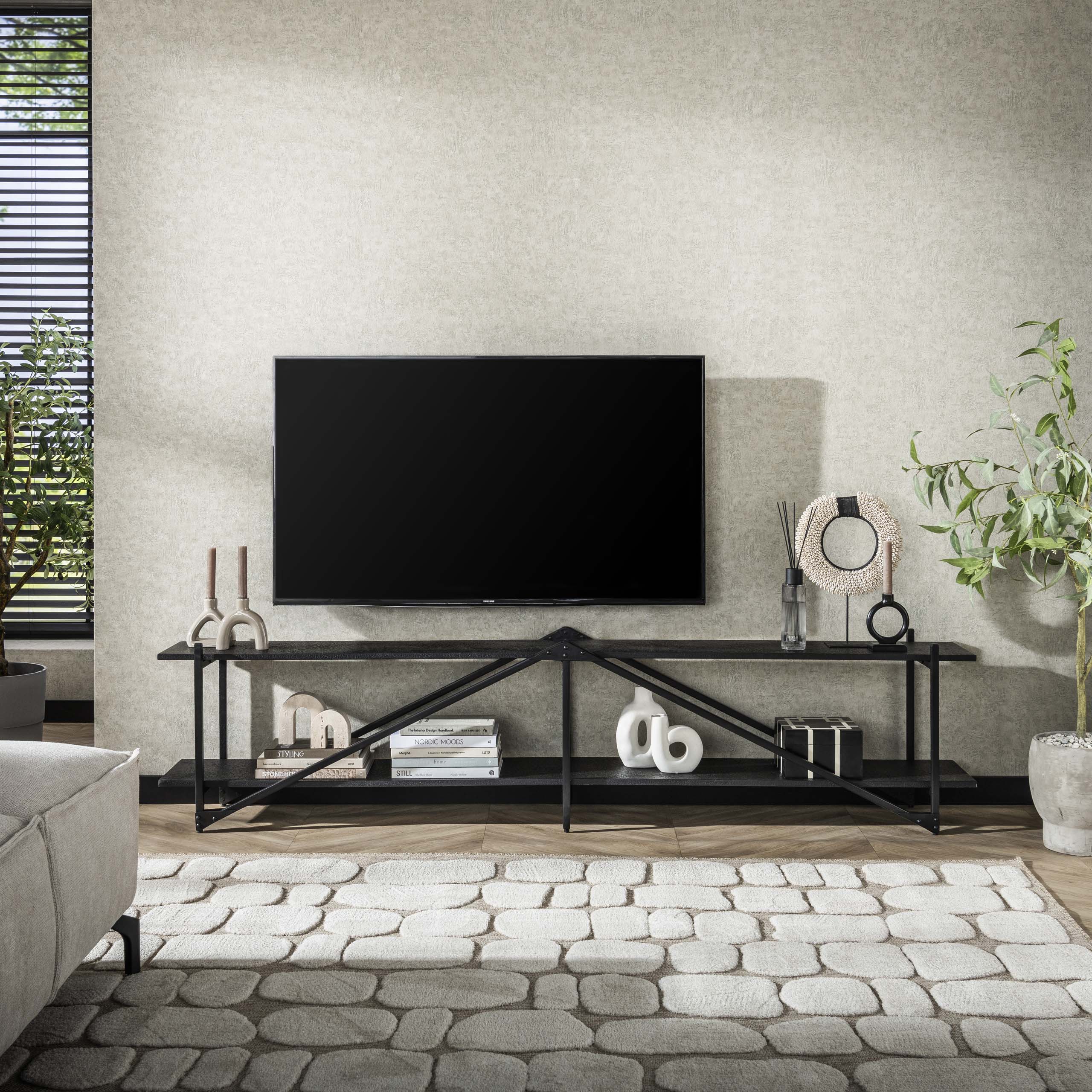 TV-meubel Piega | 220 cm | Donkergrijs