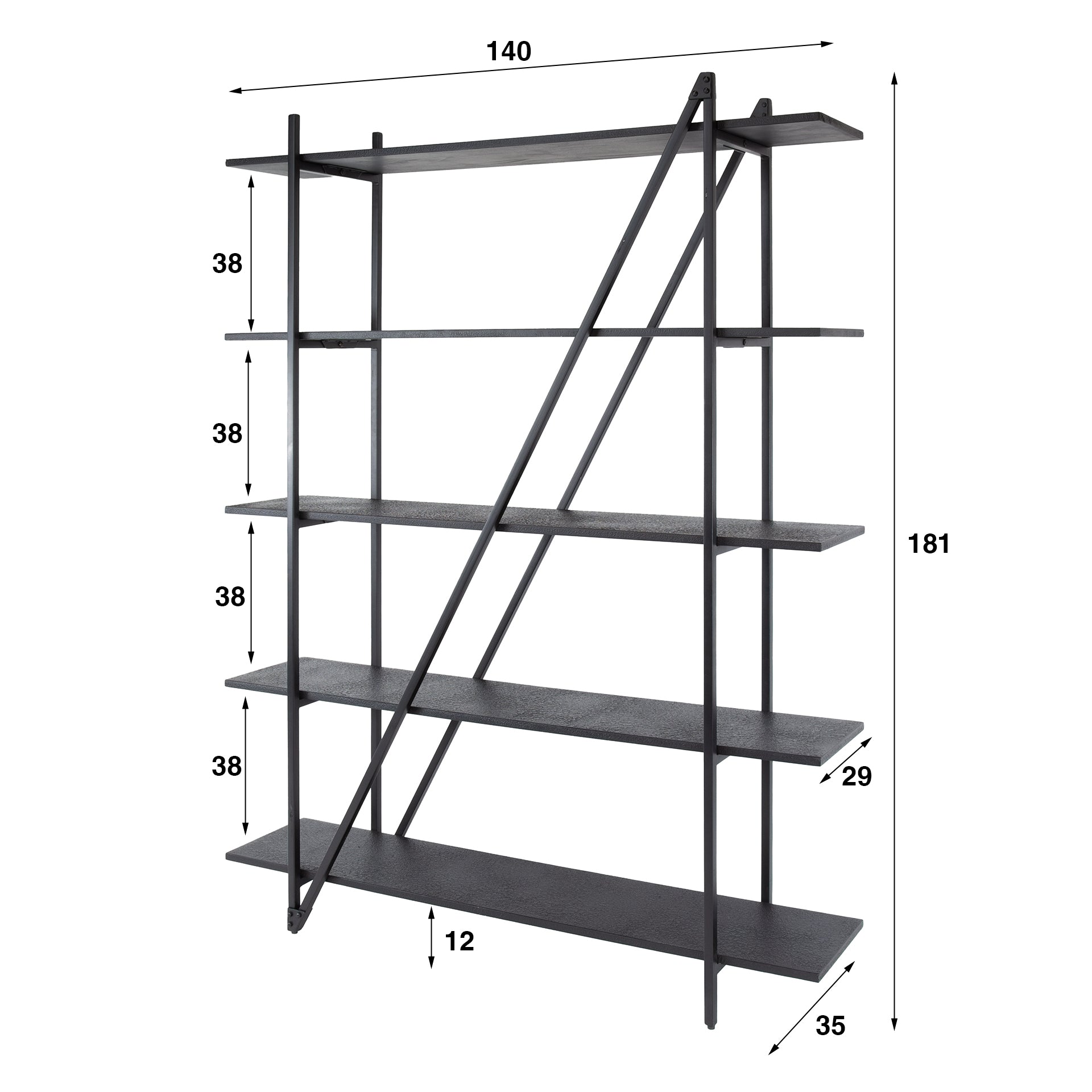 Wandrek Piega | 5-Laags | 140cm | Grijs