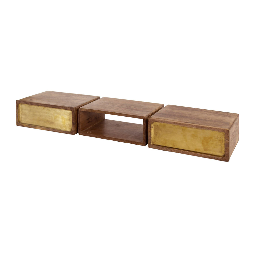 Kaptafel Brass | 2 Lades | Massief mango zand