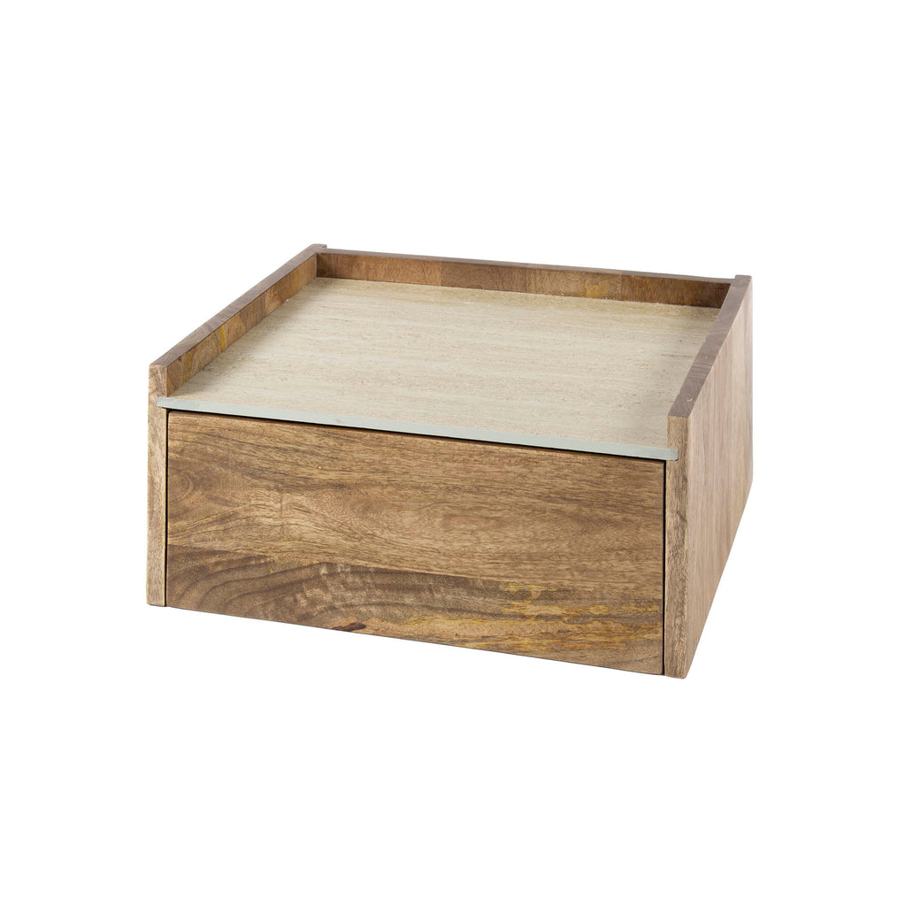 Nachtkastje Nuovo | Zwevend | 1 Lade | Massief mango zand