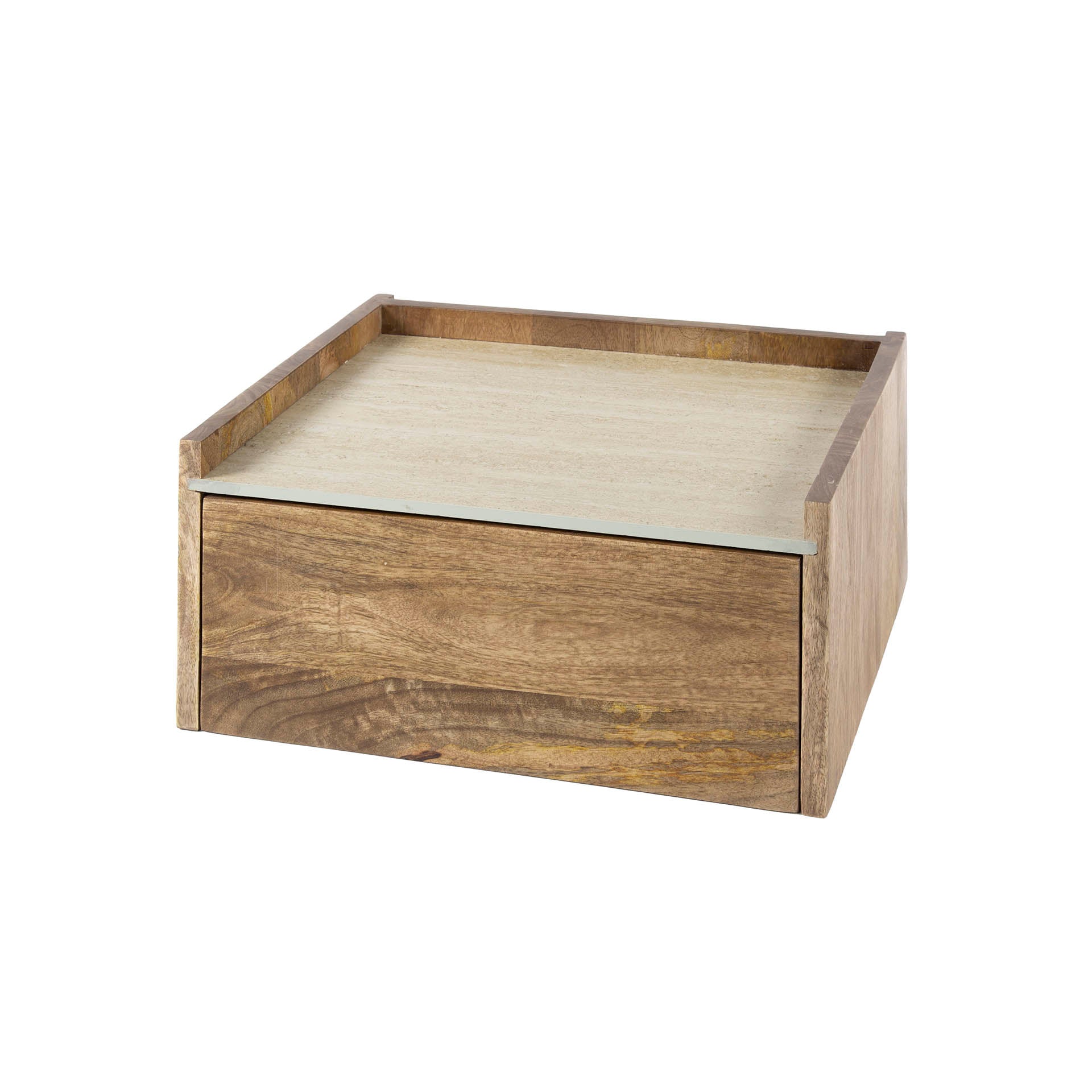 Nachtkastje Nuovo | Zwevend | 1 Lade | Massief mango zand