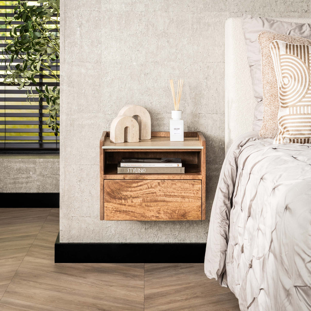 Nachtkastje Nuovo | 1 Lade | Massief mango zand