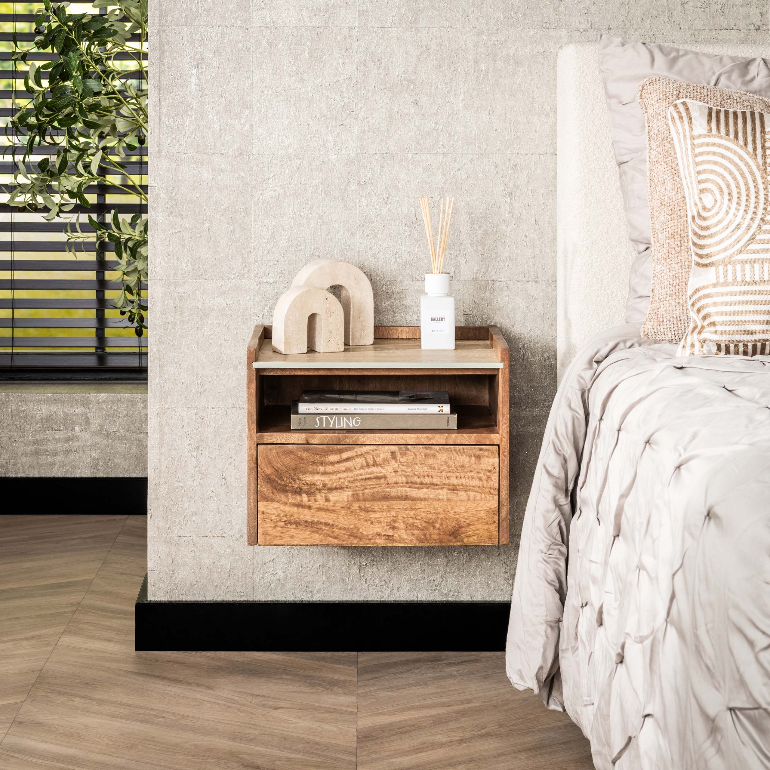 Nachtkastje Nuovo | 1 Lade | Massief mango zand