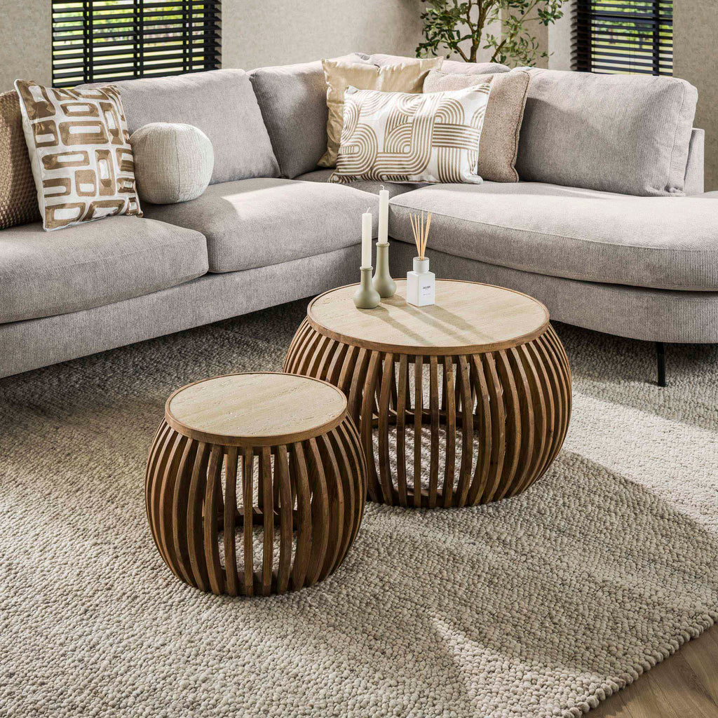 Salontafel Nuovo Curve | Set van 2 | Massief mango zand