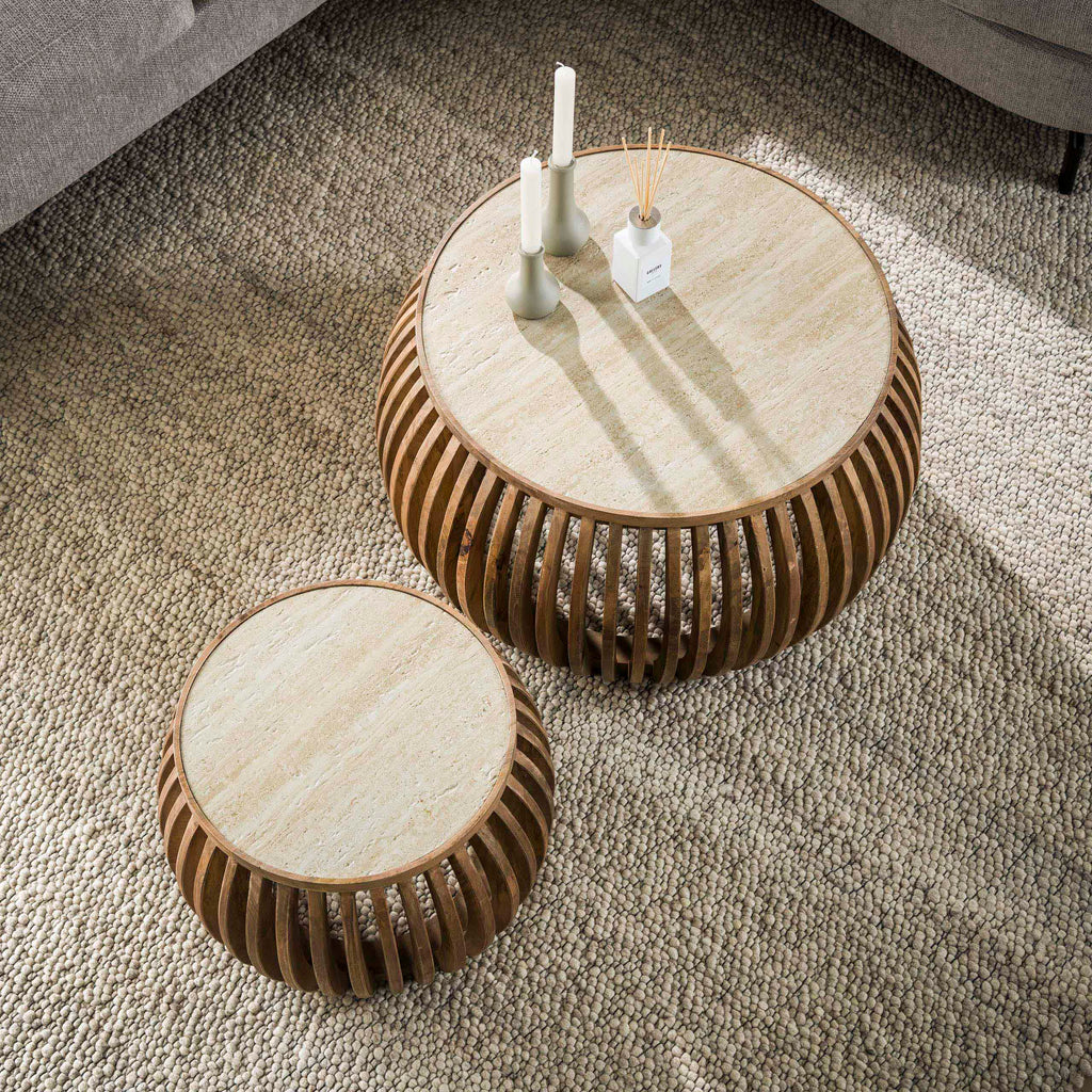 Salontafel Nuovo Curve | Set van 2 | Massief mango zand