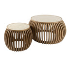 Salontafel Nuovo Curve | Set van 2 | Massief mango zand