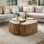 Salontafel Nuovo | Niervorm | Set van 3 | Massief mango zand