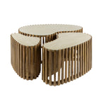 Salontafel Nuovo | Niervorm | Set van 3 | Massief mango zand