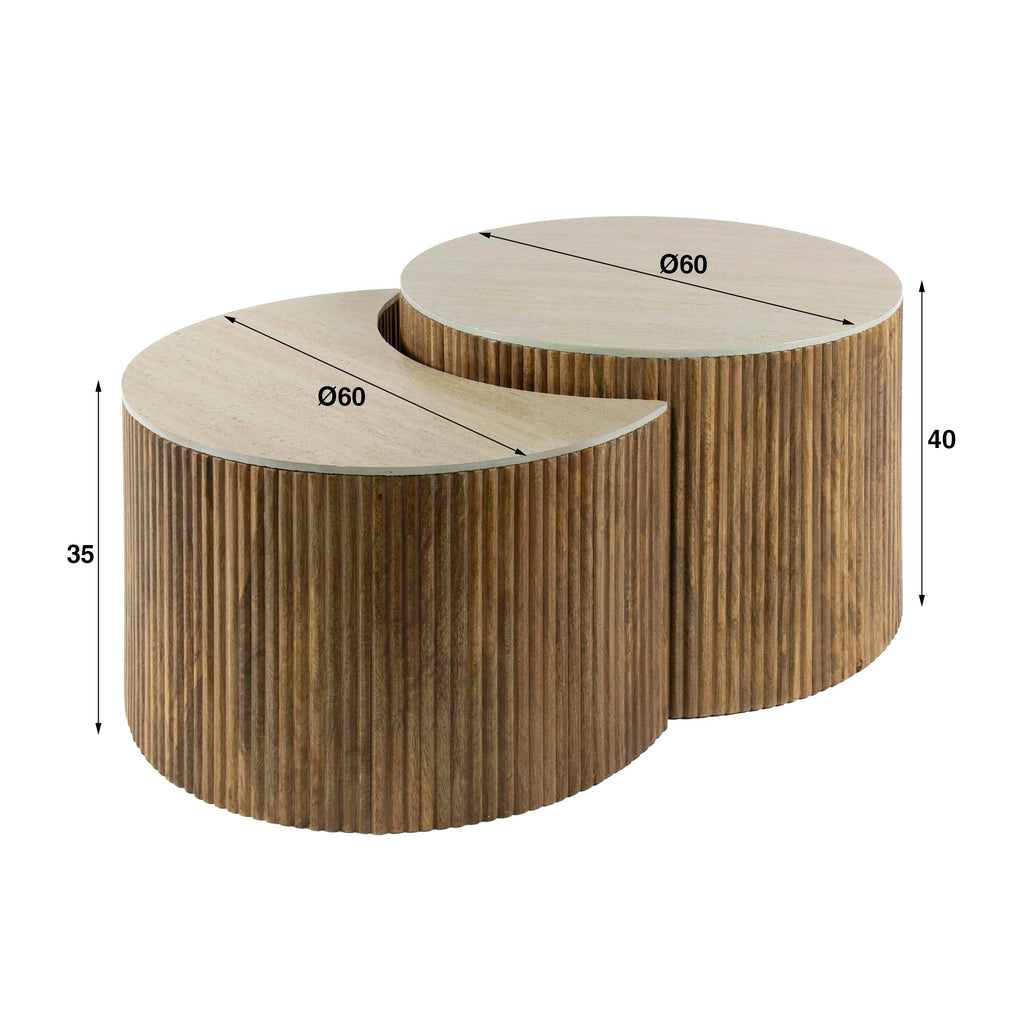 Salontafel Nuovo | Half rond | Massief mango zand